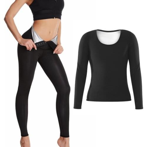 Women Shapewear Sets Sauna Suit Body Shaper Weight Loss Pants Waist Trainer Corset Slimming Shirt Workout Sweat Fitness Leggings