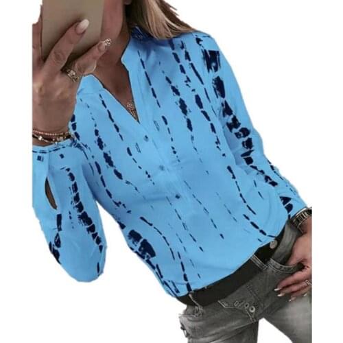 70% Hot Sell Women Casual Stand Collar Long Sleeve Vertical Stripes Print Buttons Slim Shirt