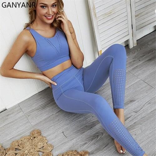 GANYANR Seamless Yoga Set Fitness Clothing Sportswear Sport Sweat Suits Activewear Gym Leggings Women Bodysuit Workout Tracksuit