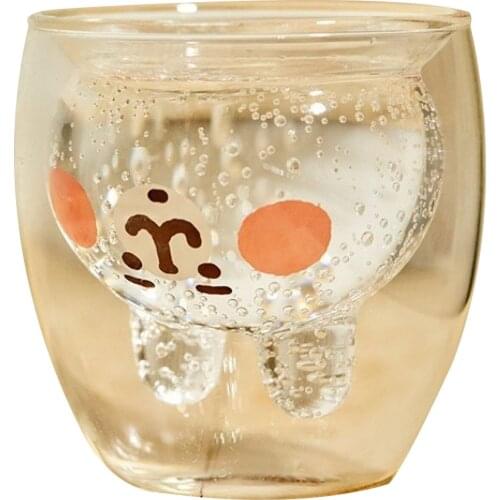 1pcs Creative Water Cup Cartoon Pattern Print Double-Layer Milk Cup Water Bottle Glass High Quality Milk Cup Water Mug