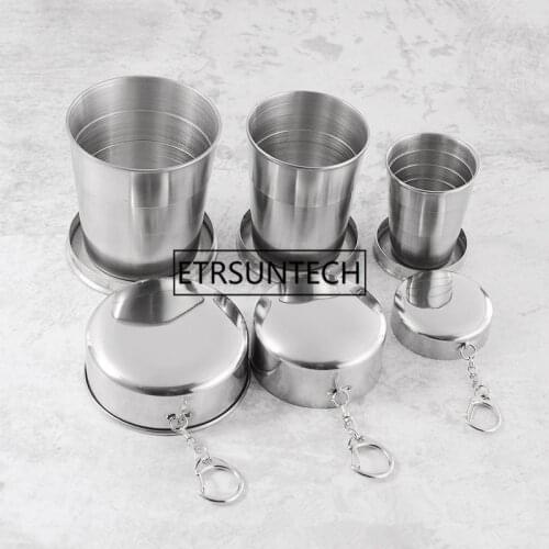 150PCS Stainless Steel Folding Cup Beer Steins Outdoor Travel Portable Folded Mug Wine Cocktail Coffee Cup