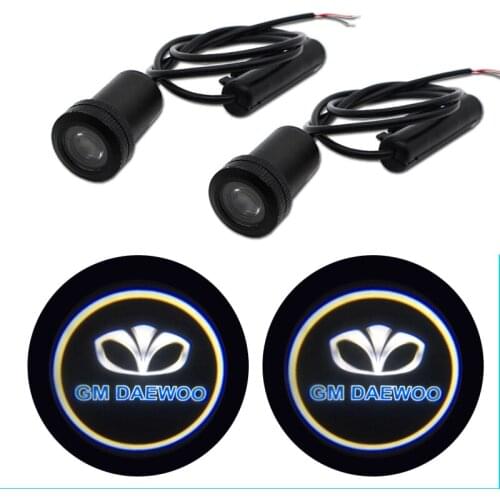 2PCS For DAEWOO Emblem Car Logo LED Door Light Universal Ghost Shadow welcome Laser Courtesy Slide Projector logo light