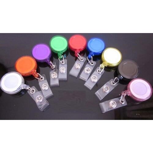 200Pcs Retractable Pull Key ID Card Clip ID Name Tag Card Badge Holder Recoil Reel For School Office Company & Cell phone Safe