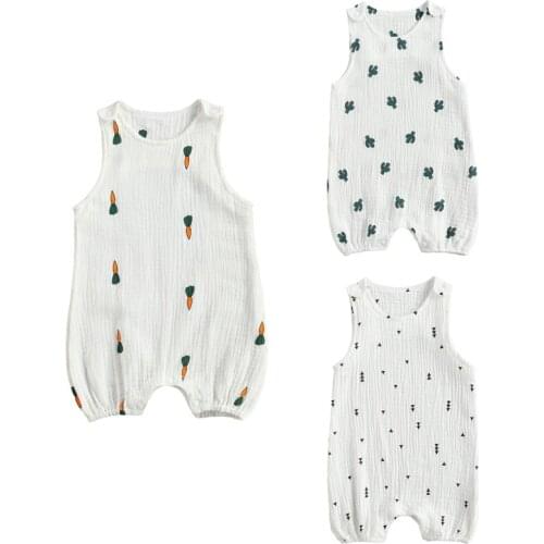 2021-01-20 lioraitiin 0-24M Newborn Baby Boys Girls Fashion Sleeveless Print Romper Stylish Loose Casual Spring Summer Romper