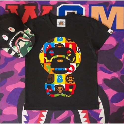 2021 Kids Boy Girls Cartoon Colorful Animal Pattern Printed Summer Short Shirts Tops Tee Hip Hop Style Clothes