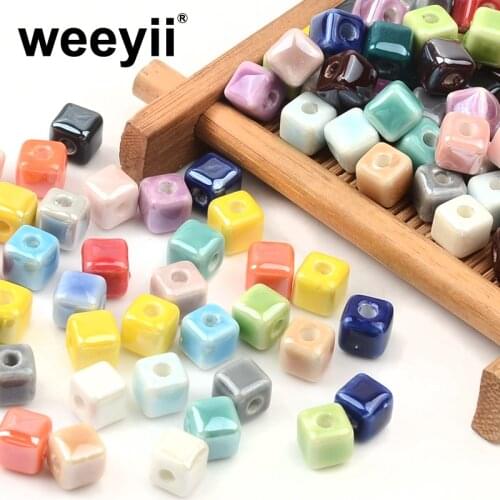 6mm Pure color Fashion Cube Ceramic Beads Loose Spacer Beads For Jewelry Making DIY Bracelet Part Accessories