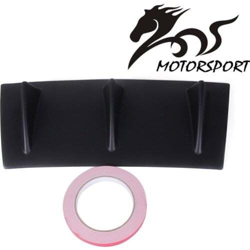 ABS Plastic Universal Black Rear Bumper Lip Chassis Diffuser Spoiler 3/5 Fin Shark Fin Style or carbon style fin