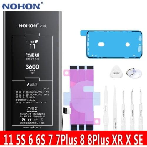 NOHON Battery For iPhone 11 5S 6 6S 7 8 Plus XR X SE Max High Capacity Replacement Phone Bateria iPhone11 iPhone7 iPhone6S