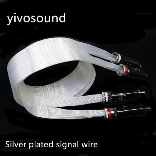 Audiophile hifi ribbon OCC silver-plated audio cable signal cable 2rca-2rca lotus plug cable
