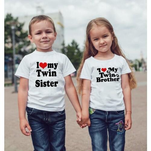 I Love My Brother & I Love My Sister White Kids Tshirt Summer Children T-shirt White Girls Shirts Tops Boys Kids Tees School Tee