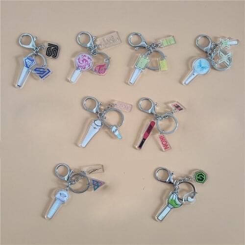 10 pcs/lot Kpop TWICE GOT7 X1 ATEEZ SEVENTEEN support lights keychain keyring pendant toy gift