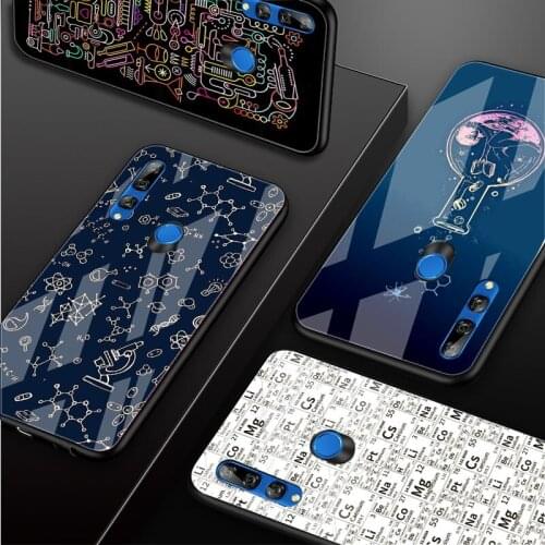 Chemistry scribbles Tempered Glass Phone Case For Huawei honor 8X 9 10i 20i 20Lite 20Pro 30 Pro Cover Shell