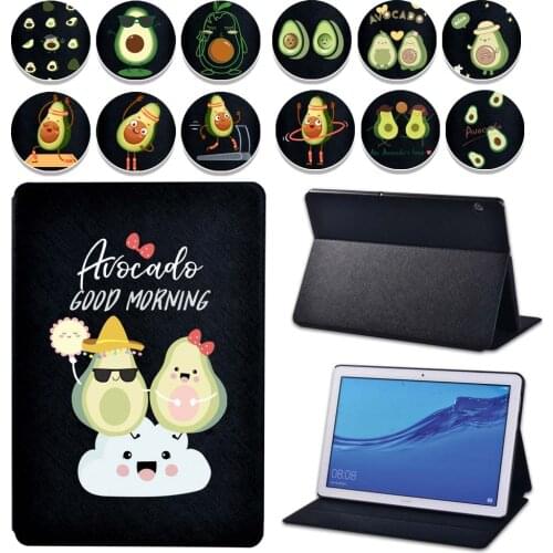 For Huawei MediaPad T5 10 10.1/T3 10 9.6/T3 8.0/M5 Lite 10.1/M5 10.8 Protective Avocado Flip Leather Tablet Cover Case +Pen
