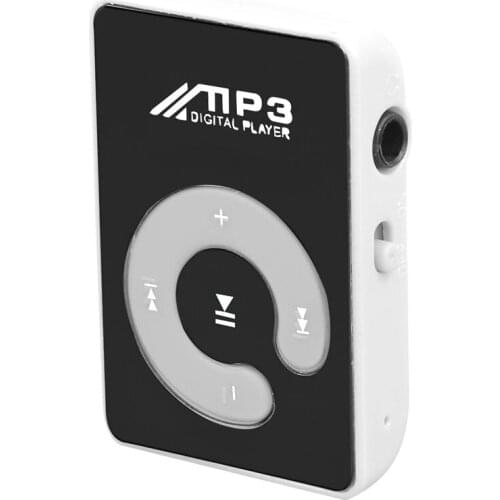 Mini Mirror Clip USB Digital Mp3 Music Player Support 8GB SD TF Card White