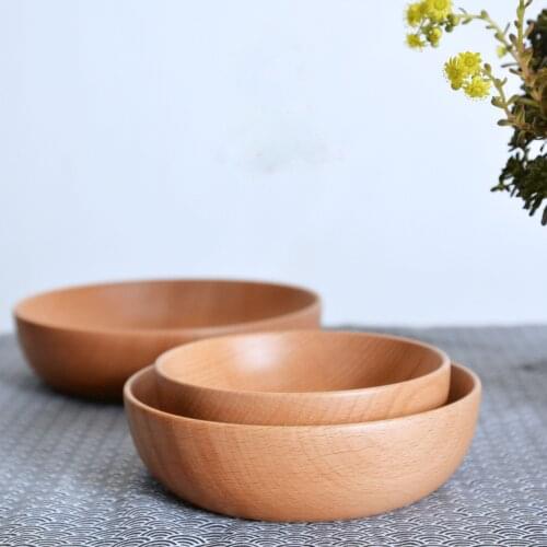 Wooden Bowl Japanese Style Wood Rice Soup Bowl Salad Bowl Food Container Large Small Bowl for Kids Tableware Wooden Utensils