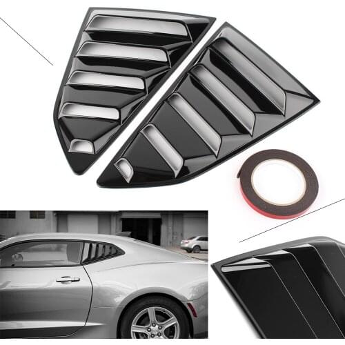 Glossy Black Car Rear Side Window Louver Air Vents Cover Trim Replacement For Chevy Camaro 2016 2017 2018