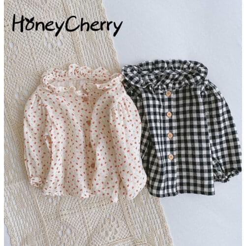 Plaid Shirt Autumn Baby Girl Floral Long-Sleeve Blouse toddler girl fall clothes girls blouse