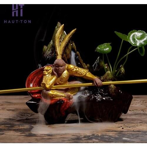 Qitian Dasheng Monkey King Sandalwood Censer Home Decor Office Ornaments Smoke Backflow Aroma Burner