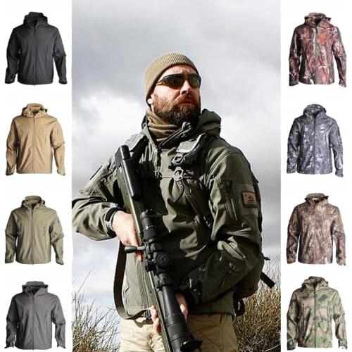 Softshell TAD Tactical Mens Camouflage Hunting Clothes Outdoor Camping Hiking Windbreaker Windproof Fleece Jacket