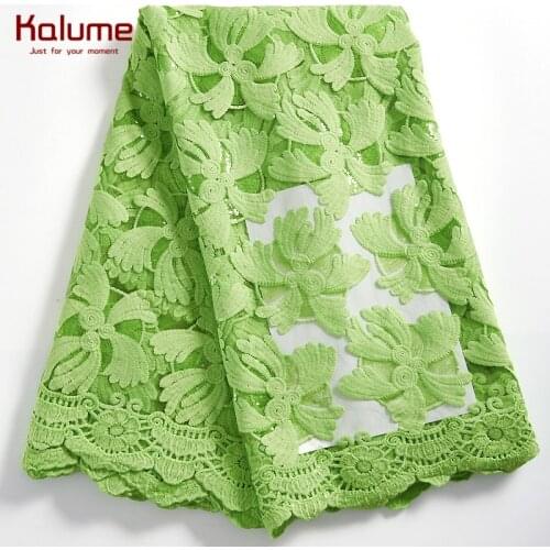 Kalume Latest African Lace Fabric With Sequins French Mesh Milk Silk Lace Fabric Embroidery Nigerian Tulle Lace For Party F2298