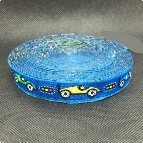 2014 NEW wholesale 5/8 '(16 mmx10yards) 100% Polyester Woven Jacquard Ribbon cartoon ribbon with car racing
