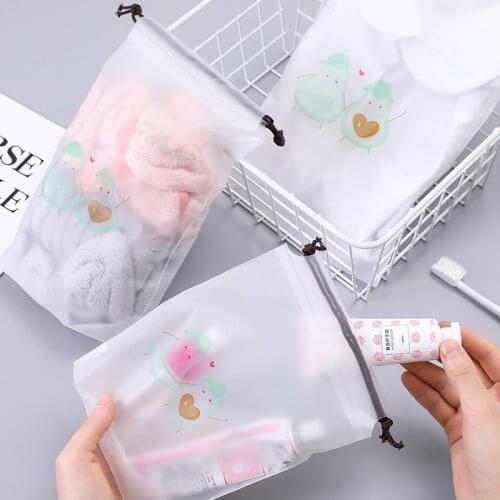 Clothes Organizer Rope Bundle Pocket Transparent Frosted Waterproof Storage Bag Hanging Organizer Shoe Bag Storage Bag EVA