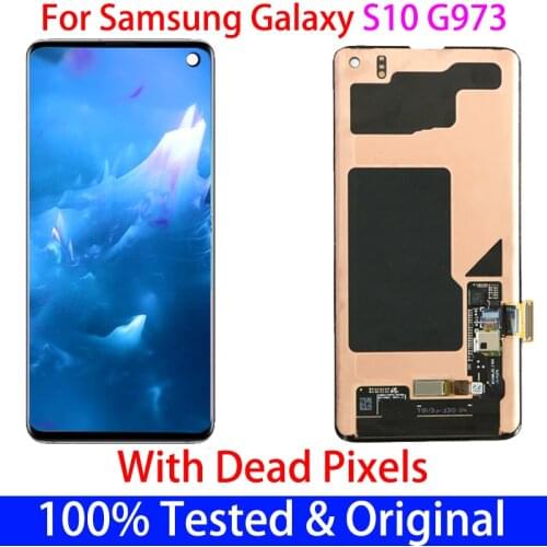 Original with point LCD For SAMSUNG Galaxy S10 SM-G973F/DS G973U G973 Amoled 6.1'' S10 Display+Touch Screen Digitizer Assembly