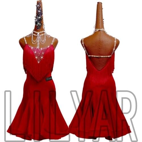 New Latin Dance Dress Competition Dress Costumes Skirt Performing Dress Adult Customize Children Red Matador Skirt Split Skirtes