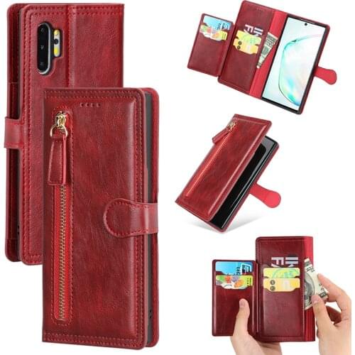 Retro Zipper Flip Leather Case For Samsung Note 10 Plus 10 + Cards Wallet Book Cover For Samsung S10 S10 Plus Phone Case Capa