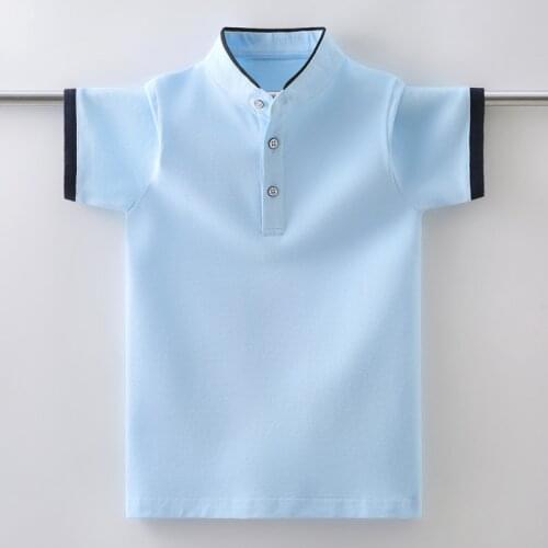 Boys Polo Shirt Stand Collar Design Kids Short Sleeve Tops Cotton For Teen Boy 110-170 CM Children Casual Clothes FM006