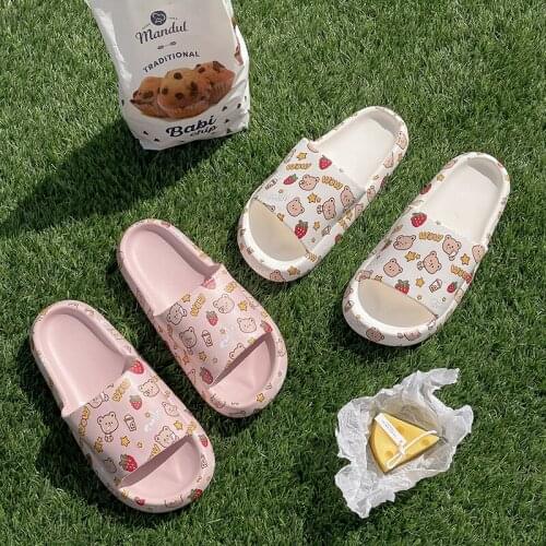 Color Print Ladies Summer Slippers Soft Non-Slip Beach Sandals Flip Flops Cute Graffiti Thick-Soled Comfortable Bathroom Shoes