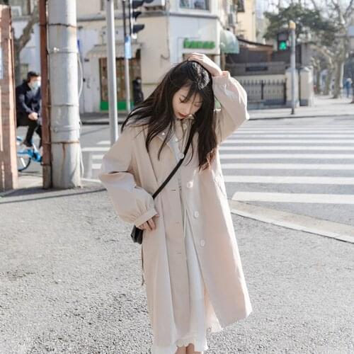 Womens Trench Coat Solid Womens Autumn Coat Casual Womens Light Windbreakers Button Sashes Pockets Womens Long Trench Coat