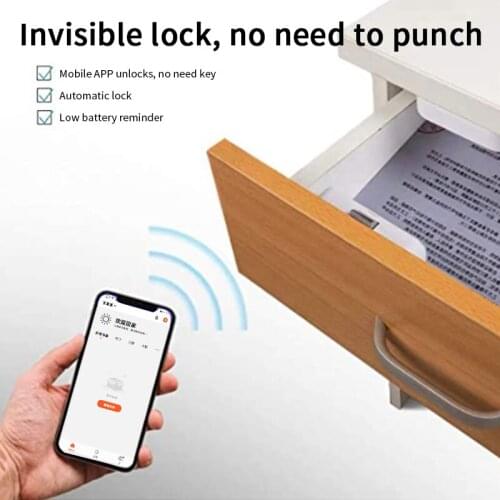 Tuya Smart Drawer Lock APP Bluetooth Lockless Invisible Lock File Cabinet Lock Wardrobe Lock Drawer Switch Automatic Locking