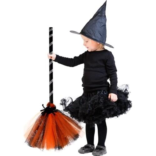 Miracle Witch Broom Lightweight Cute Scene Props Fancy Kids Adults Costume Accessory Wizard Dress Up Halloween Party Masquerade