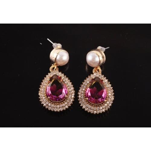UM US JEWELRY Tourmaline and Pearl Cubic Zirconia Earrings
