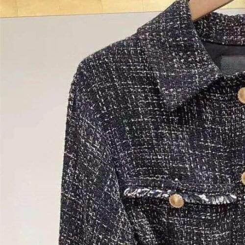 Womens Casual Jacket Turn Down Collar Long Sleeve Tweed Tassel with Belt Pocket 2021 Autumn Winter Female Warm Plaid Coat