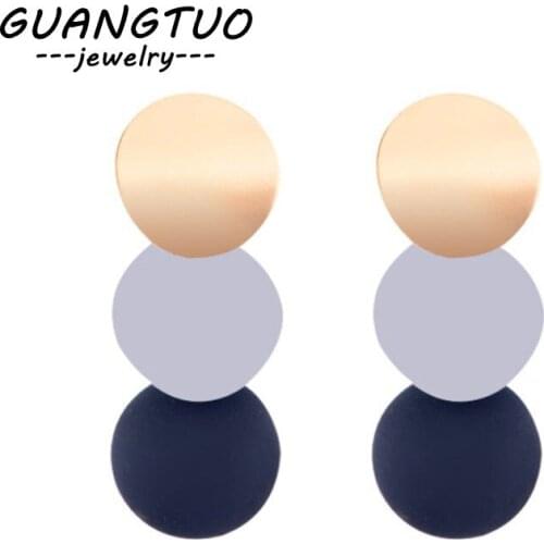 Fashion Jewelry Round Disc Contrast Color Spray Paint Drop Earrings For Women Punk Ear Bijoux Dangle Brincos Party Gift EB801