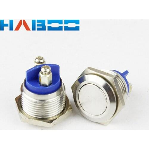 1pcs packing factory supply HABOO16mm IP67 anti-vandal stainless steel momentary metal push button switch