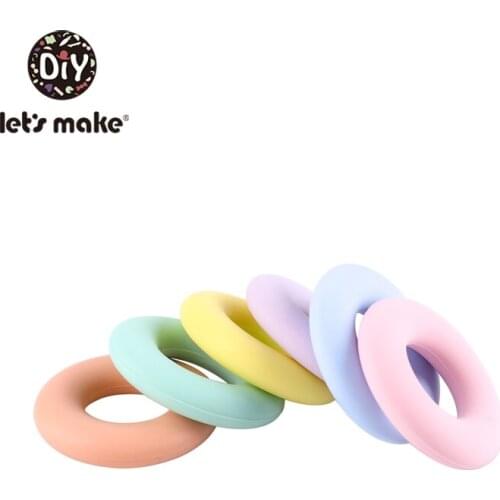 Lets Make 10pc Silicone Teething Beads 40mm Baby Toys For Nursing Necklace Rattle Baby Feeding Silicone Ring Baby Teether