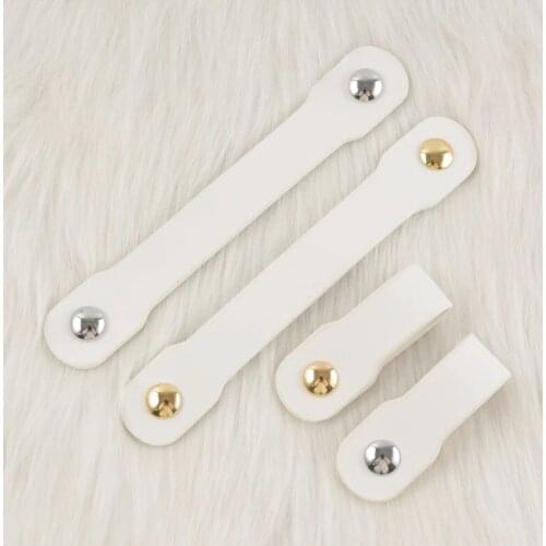 128mm modern fashion safely leather handle,silver gold white leanther kitchen cabinet drawer pulls knobs