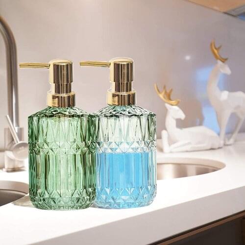 390ml Nordic Glass Soap Bottle Lotions Shampoo Press Dispenser Bathroom Refillable Bottles Body Wash Hair Conditioner Storage