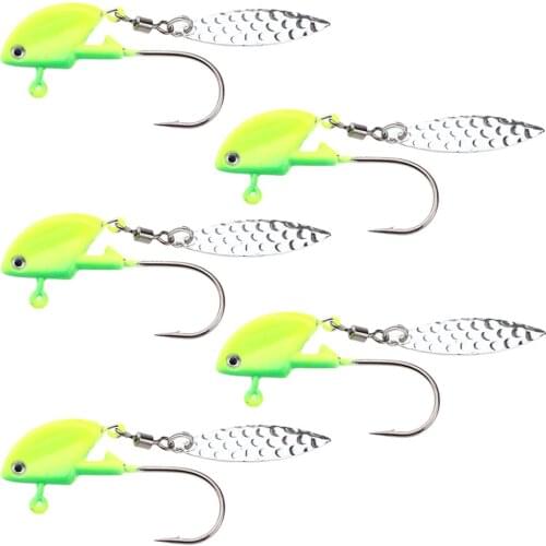 5pcs Saltwater Shad Jig Heads Luminous Swimbait Hooks with Spoon Fishing Baits for Fisherman