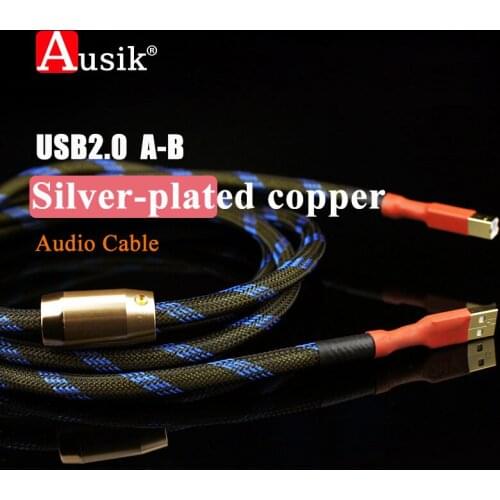 A004 HiFi 2.0 USB A-B 4N OFC Silver plated copper Audio Cable for PC MP3 CD DVD Amplifier DAC