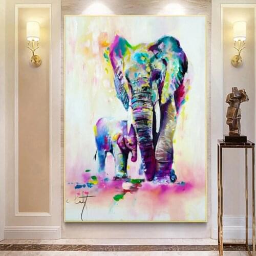 Watercolor African Elephant Mother Son Animal Posters and Prints Canvas Painting Scandinavian Nordic Wall Picture for Kids Decor