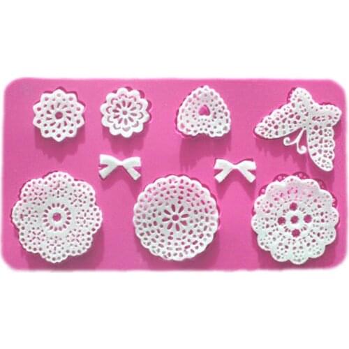 Free freight cooking tools lace shape silicone fondant mould chocolate candy cake decoration resin mold decoration F0411