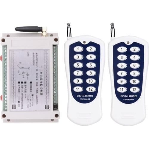 DC 12V 24V 36V 48V 12 Channel RF Wireless Remote Control Lights Switch System 12CH 10A Relay Receiver +12 Button Transmitter