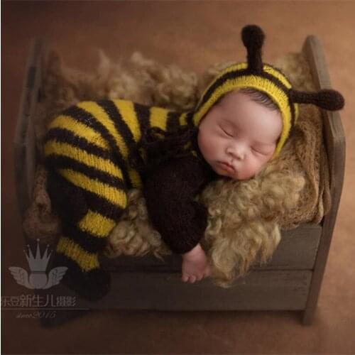 Newborn Baby Hat and Romper Animal Bee Bonnet Baby Girl Overalls Newborn Pants Photography Props Infant Clothes Outfit
