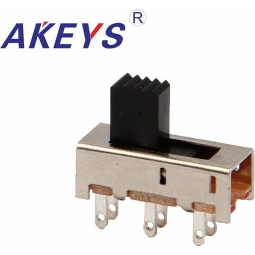 10PCS SS-22J09 2P2T Double pole double throw 2 position slide switch 6 solder lug pin verticle type without fixed pin