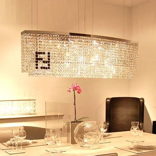 F shape Rectangular crystal lighting Led pendant Lights for dining room LED chandelier crystal chandeliers Restaurant fixture