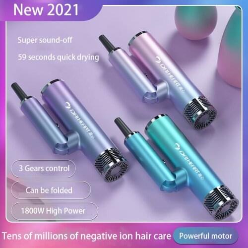 New Style Hair Dryer Household Dormitory Mute Hair Dryer Negative Ion 110V-220V 1800W Lightweight with Folding Hair Dryer